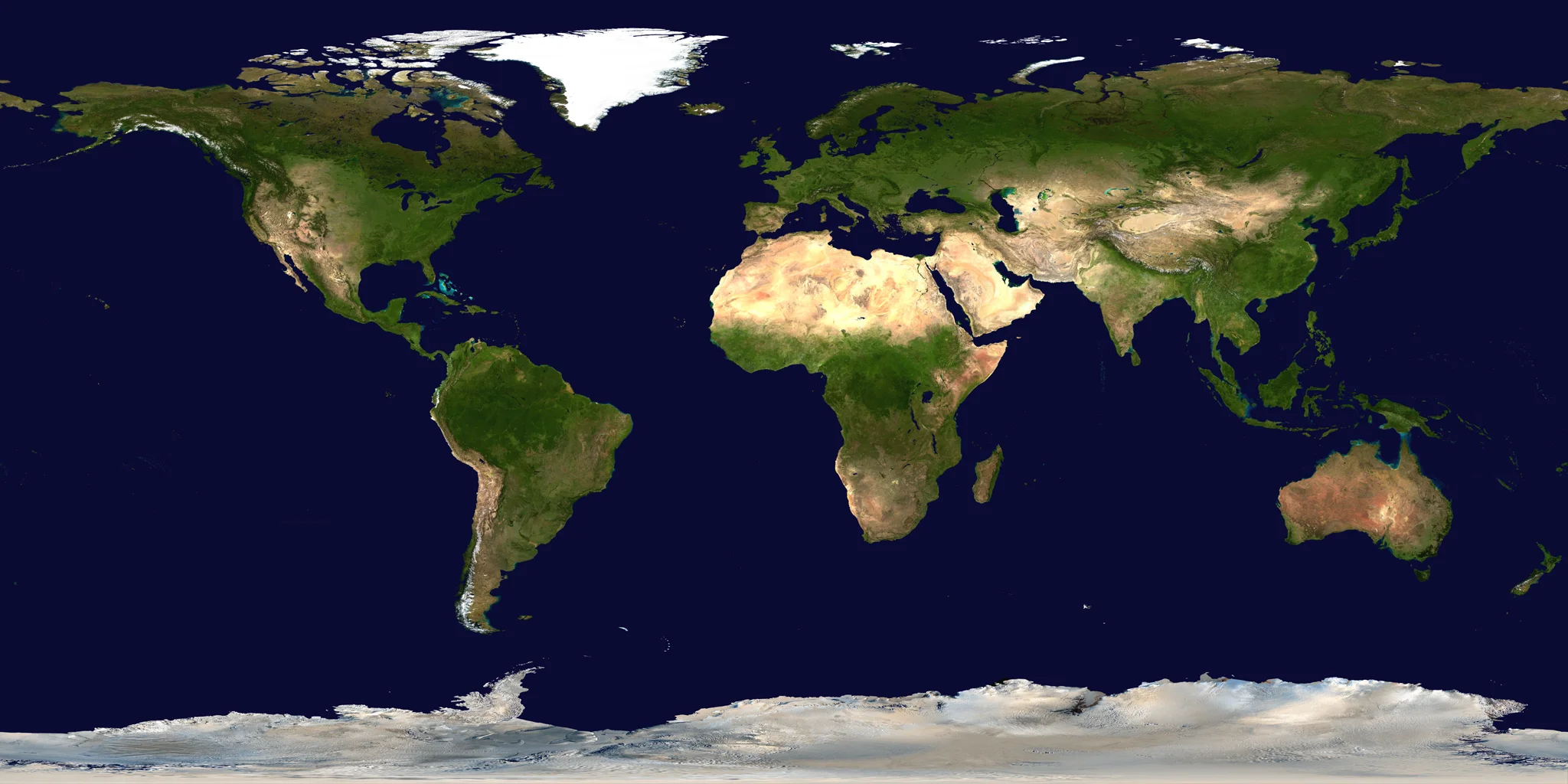 NASA Blue Marble map of Earth's continents and oceans